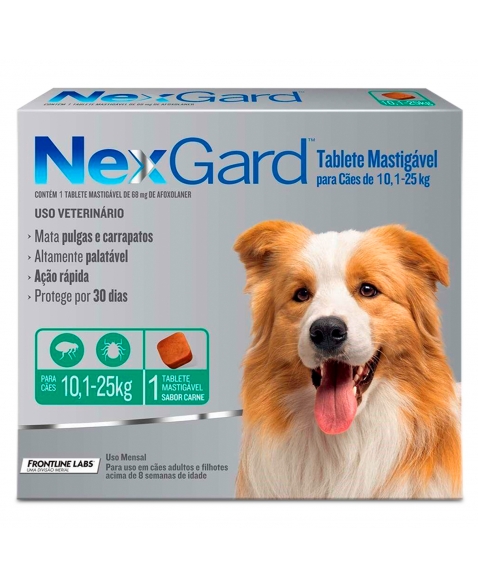 Imagem de Antipulgas e Carrapatos Boehringer Ingelheim Nexgard para cães de 10,1 a 25Kg 