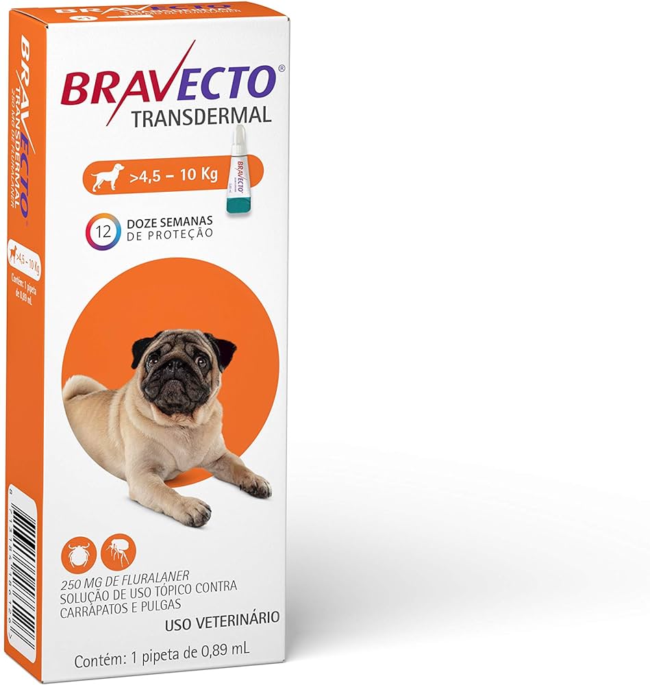 Imagem de Antipulgas e Carrapatos MSD Bravecto Transdermal 250mg para cães de 4,5 a 10Kg 