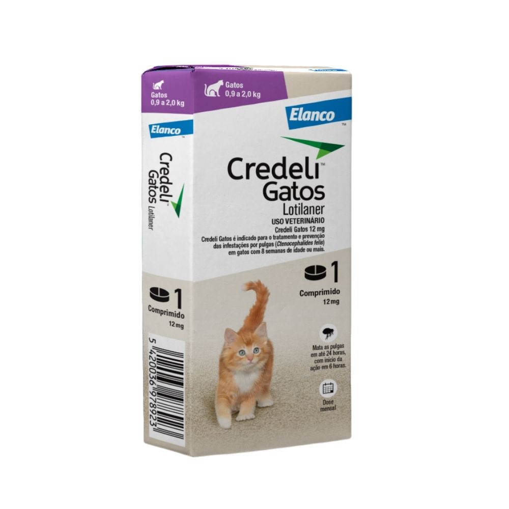 Imagem de Antipulgas Elanco Credeli 12mg para gatos de 0,9 a 2Kg   