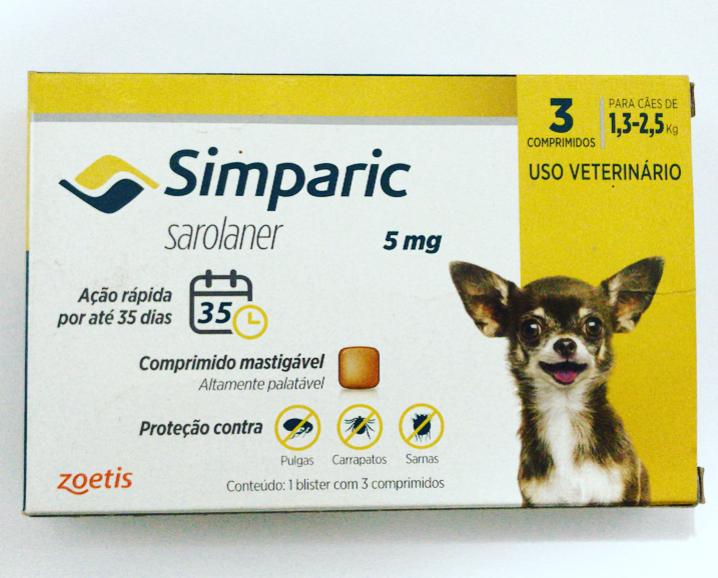 Imagem de Antipulgas Zoetis Simparic 5mg para cães de 1,3 a 2,5Kg