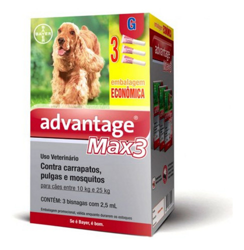 Imagem de Antipulgas e Carrapatos Elanco Advantage Max3 para cães de 10 a 25Kg