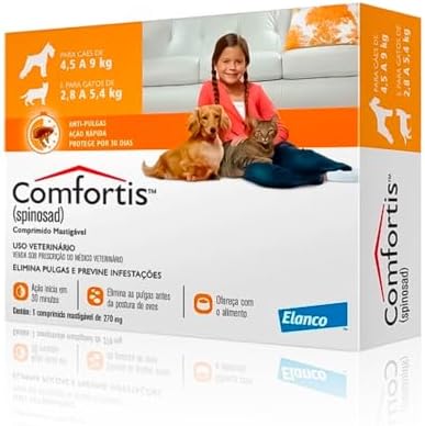 Imagem de Antipulgas Elanco Comfortis 270mg para cães de 4,5 a 9Kg e gatos de 2,8 a 5,4Kg