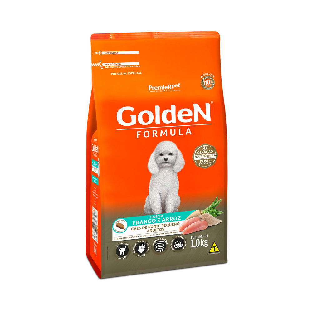 Imagem de Ração Golden Fórmula Cães Adultos Porte Pequeno Sabor Frango e Arroz 1kg