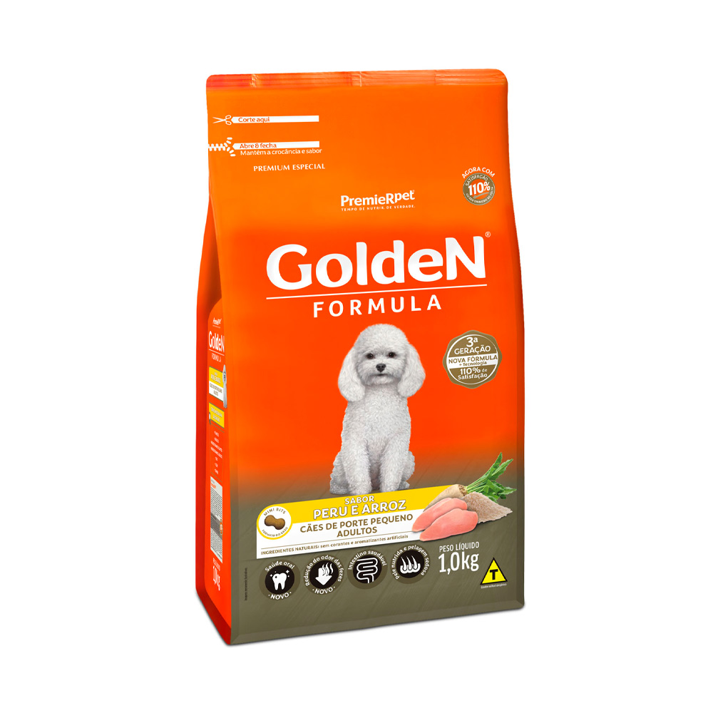 Imagem de Ração Golden Fórmula Mini Bits Cães Adultos Porte Pequeno Sabor Peru e Arroz 1kg  