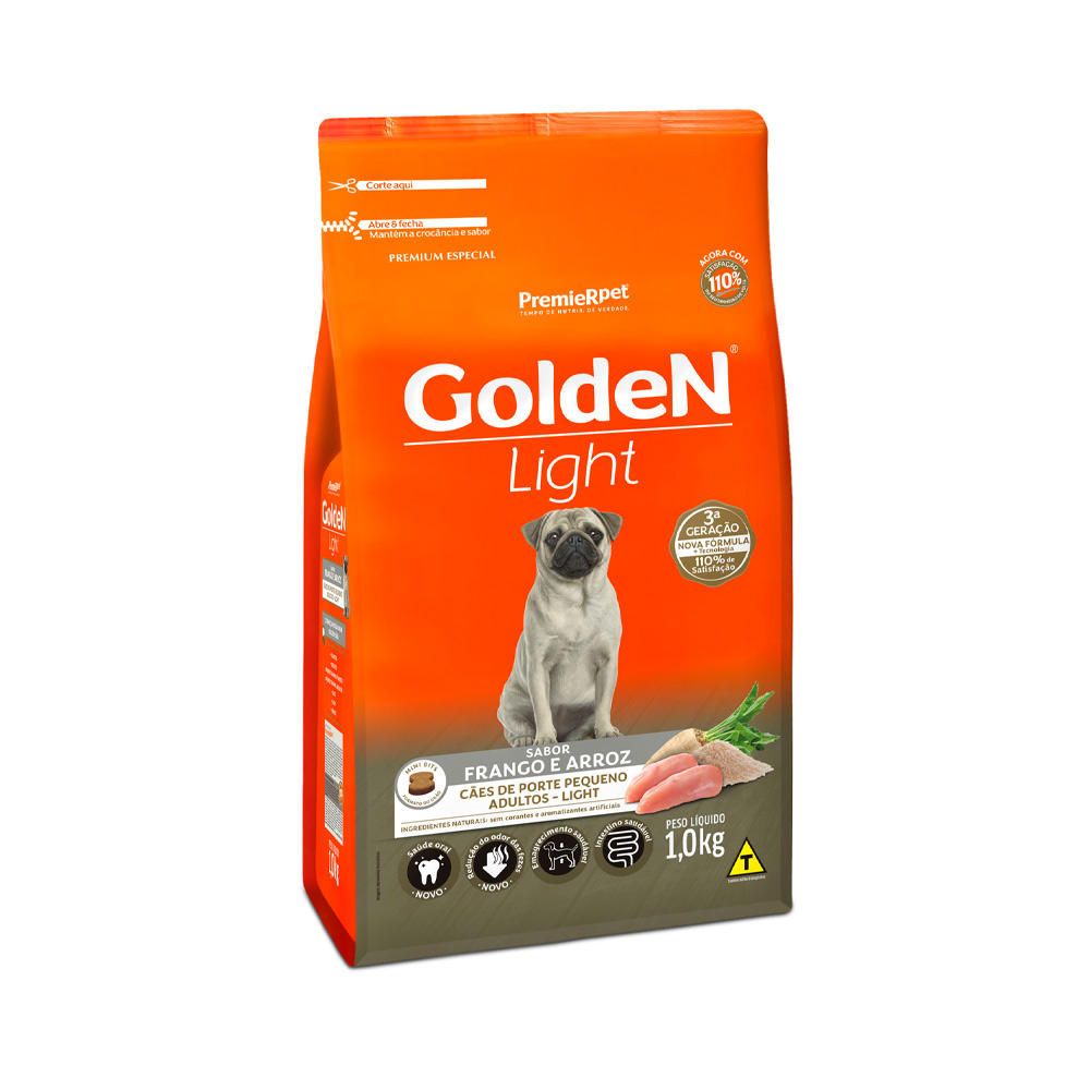 Imagem de Ração Golden Light Mini Bits Cães Adultos Porte Pequeno Sabor Frango e Arroz 1kg   