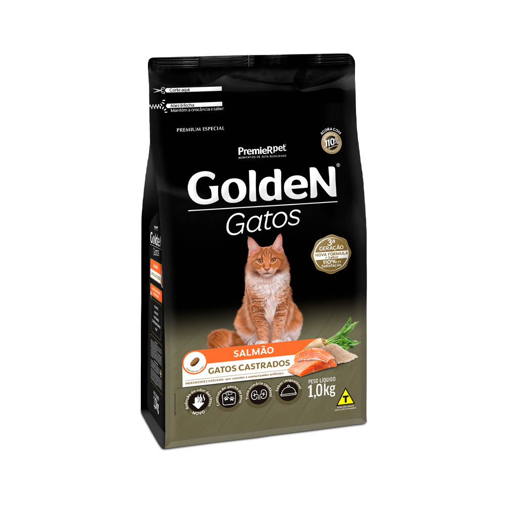 Imagem de Ração Golden Gatos para Gatos Castrados Sabor Salmão 1kg