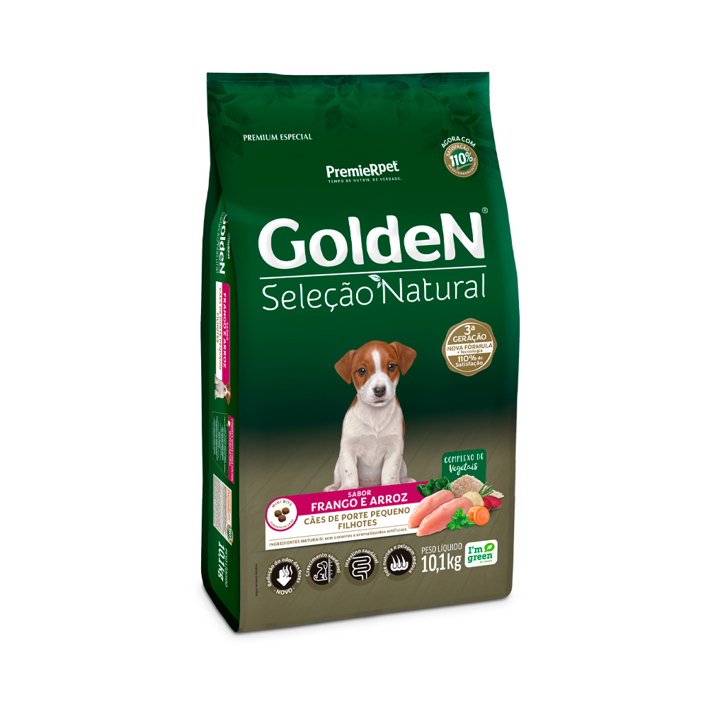 Imagem de Ração Golden Seleção Natural Cães Filhotes Porte Pequeno Sabor Frango e Arroz 1kg